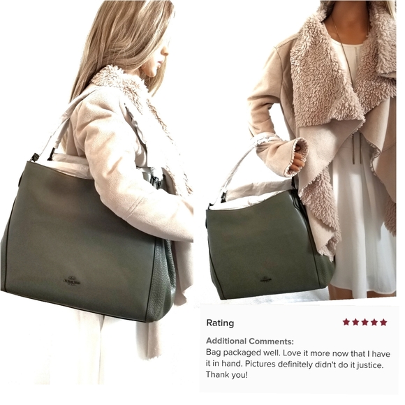 🔥LAST1♨️COACH BNWT Leather Large Bag Olive - Picture 4 of 17